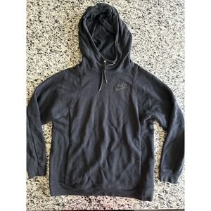 Nike‎ VTG Swoosh Black Hoodie Sweatshirt Men Size Small Black Lettering #291
